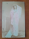 Fotografie tip carte postala, mireasa, 1923
