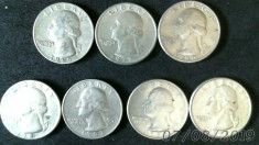 U.S.A. - 7 monede QUARTER DOLLAR (1965,1977,1980,1981,1983,1989,1996) foto