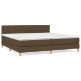 Cumpara ieftin Pat box spring cu saltea, maro inchis, 200x200 cm, textil