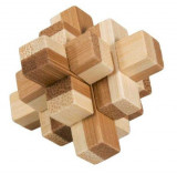 Joc logic IQ din lemn bambus in cutie metalica Block, Fridolin