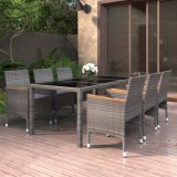Cumpara ieftin Set mobilier grădină, 5 piese, gri, poliratan/sticlă securizată