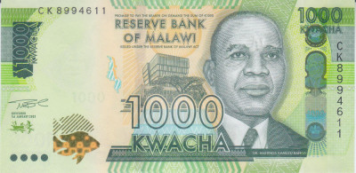 Bancnota Malawi 1.000 Kwacha 2021 (2022) - P67 UNC foto