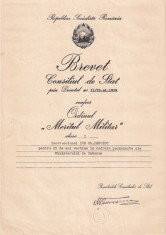 (2) BREVET ORDINUL MERITUL MILITAR CL. 1 - RSR foto