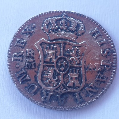 Spania 2 Reales 1808 AL. Madrid argint Carlos IV foto