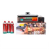 Aragaz camping grill cu capac sticla, putere 2.1 kW, include 3 butelii 410 ml