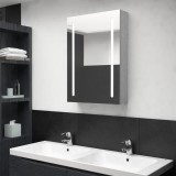 vidaXL Dulap Baie cu Oglindă &amp; LED, Gri Beton, 50x13x70 cm - Mobilier Baie, Corpuri Baie, Design Modern, Rafturi Interioare