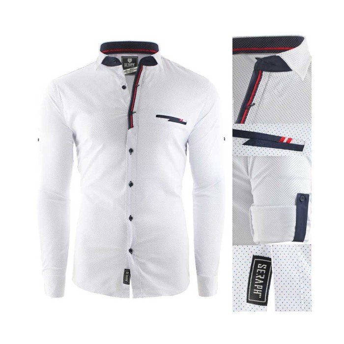 Camasa pentru barbati alba slim fit casual Nice Camasa pentru barbati alba slim fit casual Nice