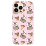 Husa compatibila cu Apple iPhone 15, Viceversa, model Pusheen pizza pattern , Silicon, TPU, Transparent, Carcasa