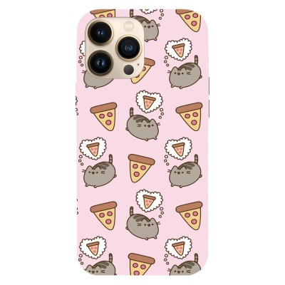 Husa compatibila cu Apple iPhone 15 Plus, Viceversa, model Pusheen pizza pattern , Silicon, TPU foto