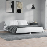 Cadru de pat, alb extralucios, 150x200 cm, lemn prelucrat, vidaXL