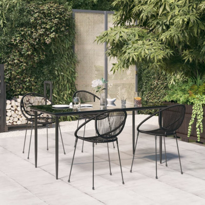 vidaXL Set mobilier de grădină, 5 piese, negru, ratan PVC foto