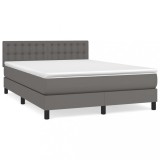 Cumpara ieftin Pat box spring cu saltea, gri, 140x190 cm, piele ecologica