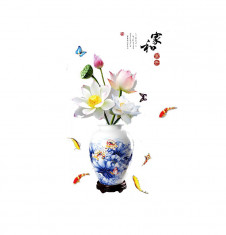 Sticker decorativ, Vaza cu flori, 120 cm, 1460ST foto
