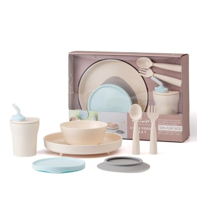 Set diversificare hrana bebelusi Miniware Little Foodie, 100% din materiale naturale biodegradabile, 6 piese, Vanilla Aqua foto