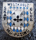 I.534 INSIGNA STICKPIN GERMANIA WESTKREUZ SKAT CLUB M&Uuml;-PASING M&Uuml;NCHEN