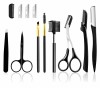 Set 11 instrumente pentru modelarea sprancenelor si a genelor, otel inoxidabil, negru, Oem