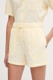 Vans pantaloni scurți culoarea galben, uni, high waist, VN000MBAE301