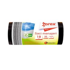 Saci Menajeri Zorex Basic, 18L, 43x50 cm, 50 Buc/Rola, Culoare Neagra, Saci Menaj, Saci de Gunoi, Saci Menajeri 18L, Saci de Gunoi Negri, Saci Menajer