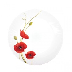 Set 12 Farfurii Desert Opal Alb Maci Red Carnation 19cm DNC52588 foto