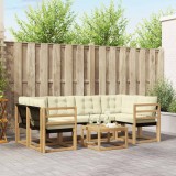 vidaXL Set de canapele de exterior cu pernă 7 pcs Alb și crem 3389248