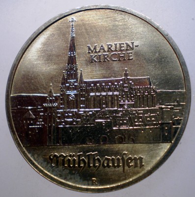 2.043 GERMANIA RDG DDR MARIENKIRCHE M&amp;Uuml;HLHAUSEN 5 MARK 1989 A XF/AUNC foto