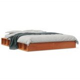 VidaXL Cadru de pat, maro ceruit, 135x190 cm, lemn masiv de pin