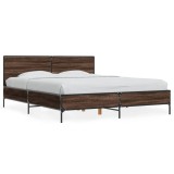 VidaXL Cadru de pat, stejar maro, 150x200 cm, lemn prelucrat și metal 3280006