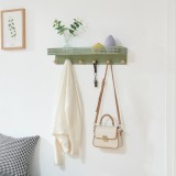 Cuier de perete cu polita, 6 carlige si finisaj verde, 60 cm