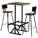 Set mobilier de bar, 3 piese, multicolor, lemn masiv reciclat, Set masa si scaune, 4 scaune, vidaXL