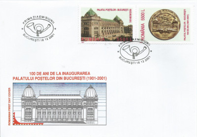 *Romania, LP 1575/2001, 100 de ani de la inaugurarea Palatului Postelor, FDC foto