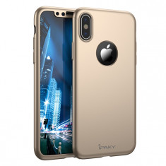 Husa iPhone X - iPaky Protectie 360 Grade Aurie + Folie Sticla foto