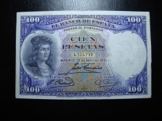 SPANIA 100 PESETAS 1931 foto