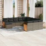 Gossi set canapea de gradina cu perne, 12 piese, gri, poliratan
