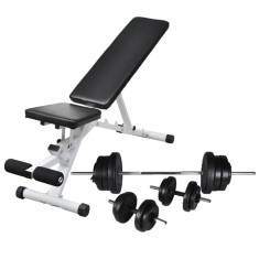 vidaXL Bancă de antrenament cu set de haltere și gantere, 60,5 kg