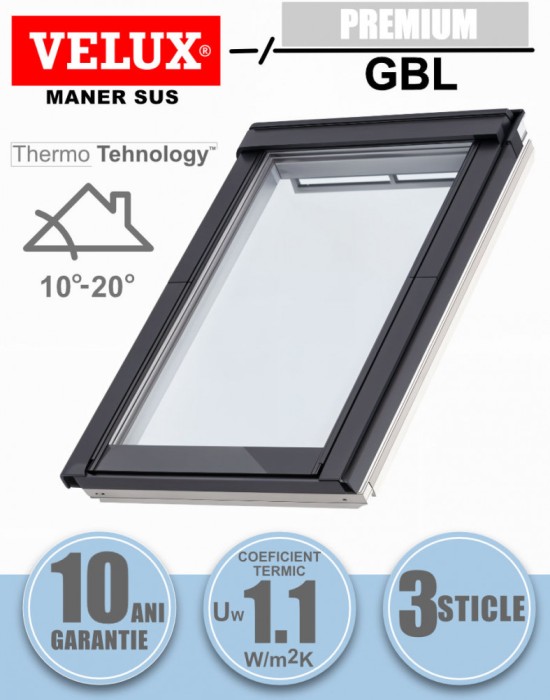 Fereastra mansarda VELUX GBL acoperisuri joase 10&deg;&ndash;20&deg;