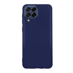 Husa compatibila cu samsung galaxy m53 5g, matte efect, camera ultra safe, htpmag, albastru