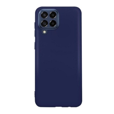 Husa compatibila cu samsung galaxy m53 5g, matte efect, camera ultra safe, htpmag, albastru foto