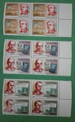 TIMBRE ROMANIA MNH LP 1544/2001 ANIVERSĂRI - PERSONALITĂȚI (I) Bloc de 4 timbre foto