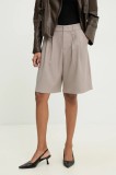 Answear Lab pantaloni scurti femei, culoarea bej, neted, high waist