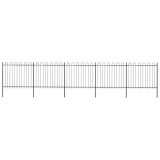 Cumpara ieftin Gard de grădină cu v&acirc;rf circular din oțel, 892,5 x 150 cm, negru