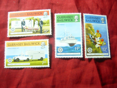 Serie Guernsey 1977 - 100 Ani Echipaj Salvare St John, 4 valori foto