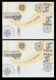 2008 Romania - 2 FDC Summitul NATO Bucuresti (varietati tete-beche in pozitii diferite), LP 1798 d