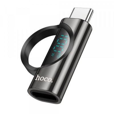 Adaptor Date si Incarcare USB-C - USB-C HOCO UA32 Display, Negru foto