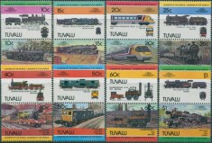 TUVALU -1984-LOCOMOTIVE-Serie completa de 8+8 timbre MNH