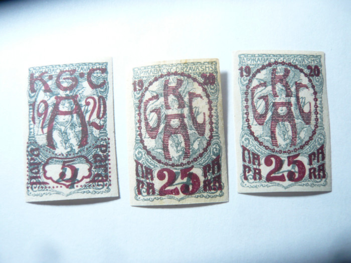 3 Timbre Yugoslavia 1920 supratipar KGCA -Plebiscit in Sudul Carintiei