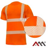 Tricou fluorescent, cu benzi reflectorizante segmentate orange