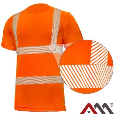 Tricou fluorescent, cu benzi reflectorizante segmentate orange foto