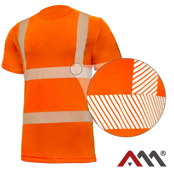 Tricou fluorescent, cu benzi reflectorizante segmentate orange