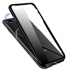 Husa de protectie 360, iPhone X/XS , magnetica cu sticla tempera 9H pe spate, Negru foto