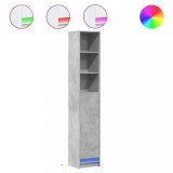 Cumpara ieftin Dulap cu LED, gri beton, 36x32,5x200 cm, lemn prelucrat
